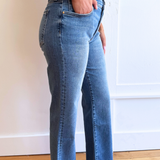 Avery High Rise Fab Ab Easy Straight Leg Raw Hem