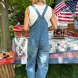 Western Wide-Leg Denim Overalls