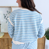 Round Neck Cloudy Knit Stripe Ringer Top