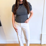 Striped Short Sleeve Sweatshirt