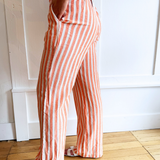 Striped Wide Leg Drawstring Pants