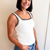 Square Neck Crochet Detail Tank