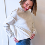 Oversize Drop Shoulder Reversible Mock Neck Sweatshirt - The 308 Boutique