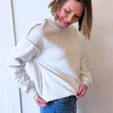 Oversize Drop Shoulder Reversible Mock Neck Sweatshirt - The 308 Boutique