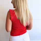Ruffled Knit Sleeveless Tank