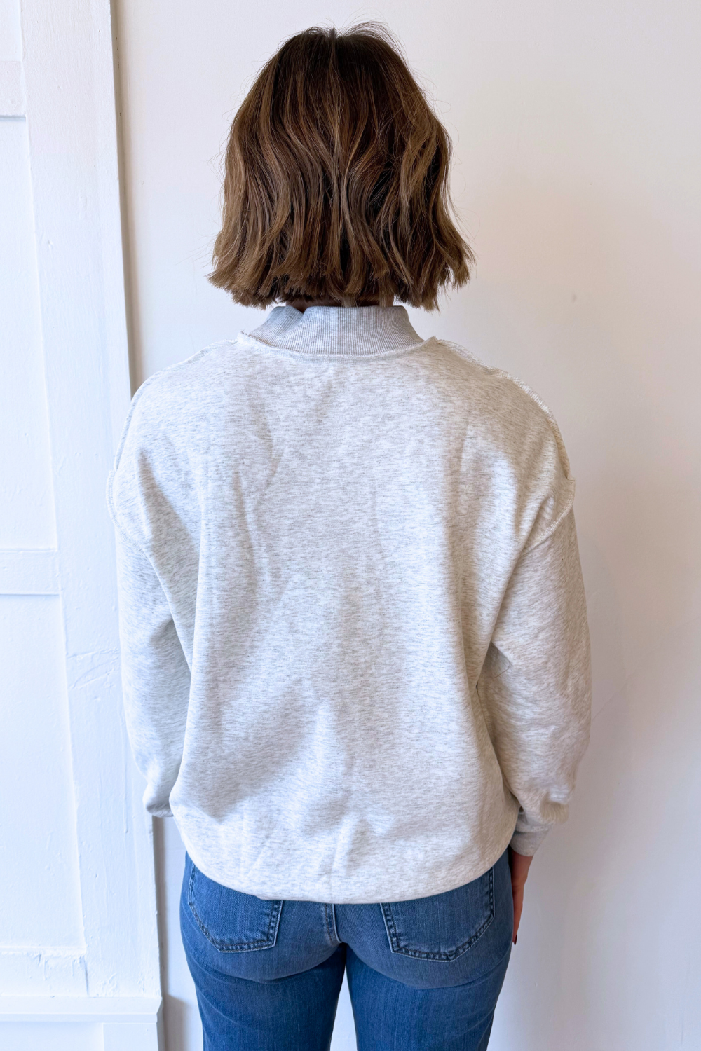 Oversize Drop Shoulder Reversible Mock Neck Sweatshirt - The 308 Boutique