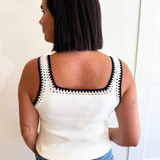 Square Neck Crochet Detail Tank