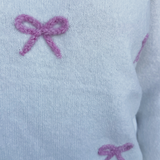 Bow Embroidery Crew Neck Long Sleeve Pullover Sweater
