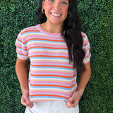 Crewneck Short Sleeve Pointelle Sweater
