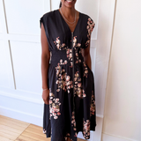 Floral Zipper Smocked Dress