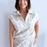 Camo Half Zip Sleeveless Top