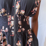 Floral Zipper Smocked Dress
