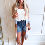 Light Knit Colorblock Long Cardigan
