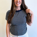 Striped Short Sleeve Sweatshirt