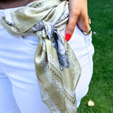 Paisley Medallion Print Satin Square Scarf