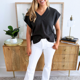V Neck Dolman Popover Sweater w/ Ties