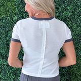 Color Hem Waffle Shirt