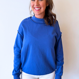 Oversize Drop Shoulder Reversible Mock Neck Sweatshirt - The 308 Boutique