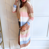 Light Knit Colorblock Long Cardigan