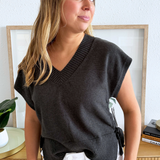 V Neck Dolman Popover Sweater w/ Ties