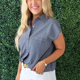 Button Down Bubble Hem Top