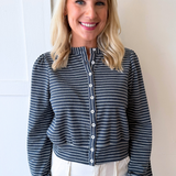 Striped Knit Button Cardigan