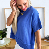 Drop Half Sleeve Crewneck Sweater Top