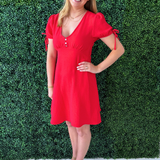Short Sleeve V-Neck Tie Sleeve Dress
