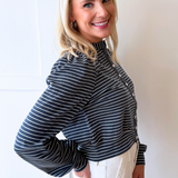 Striped Knit Button Cardigan