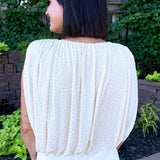 Sleeveless Draped Knit Top w/ Shoulder Pad