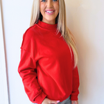 Oversize Drop Shoulder Reversible Mock Neck Sweatshirt - The 308 Boutique