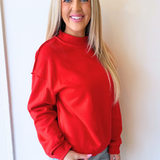 Oversize Drop Shoulder Reversible Mock Neck Sweatshirt - The 308 Boutique