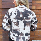 Collared Cow Print Jacket