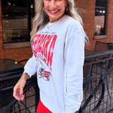Nebraska Huskers Helmet Thrifted Sweatshirt