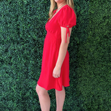 Short Sleeve V-Neck Tie Sleeve Dress