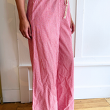 Pinstripe Wide Leg Pants with Drawstring