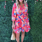 Long Sleeve Patterned Mini Dress