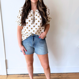 Short Sleeve Polka Dot Blouse