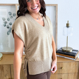 V Neck Dolman Popover Sweater w/ Ties