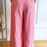 Pinstripe Wide Leg Pants with Drawstring