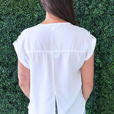 Turn Up Sleeve Slit Back Top