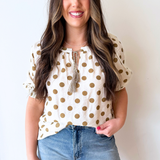 Short Sleeve Polka Dot Blouse
