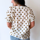 Short Sleeve Polka Dot Blouse