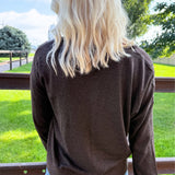 Long Sleeve Drape Neck Woven Sweater Hybrid