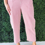 Elastic Waist Striped Barrel Pants