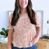 1/2 Puff Sleeve Peplum Top