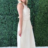 Vest-Layered Cotton Linen Maxi Dress