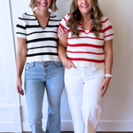 Striped Crochet Polo Short Sleeve - The 308 Boutique