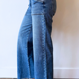 Maya High Rise Porkchop Front Pockets Wide Leg Raw Hem