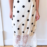 Polka Dot Lace Satin Midi Skirt